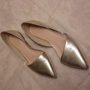 J. Crew gold flats, size 7.5.